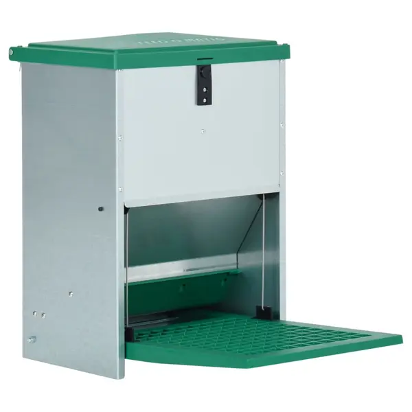 Gossi dozator automat de hrana pentru pasari de curte cu banda 12 kg