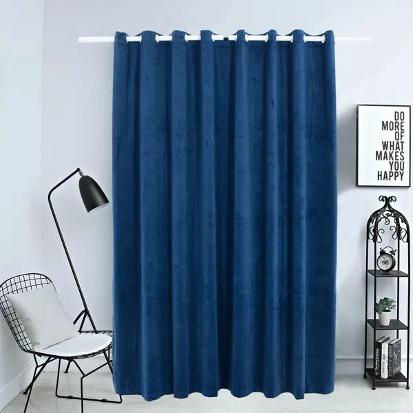 Gossi draperie opaca albastru inchis 290x245cm catifea inele metalice