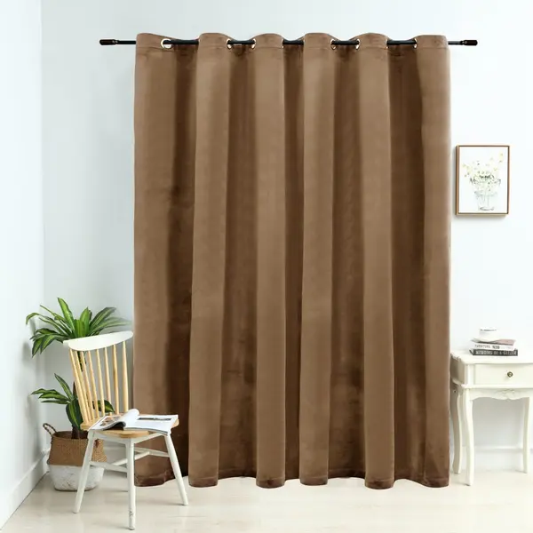 Gossi draperie opaca cu inele metalice, bej, 290 x 245 cm, catifea
