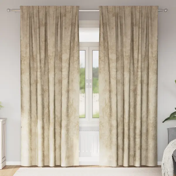 Gossi draperii 2 buc cu buzunare pentru bagheta crem 245x140 cm