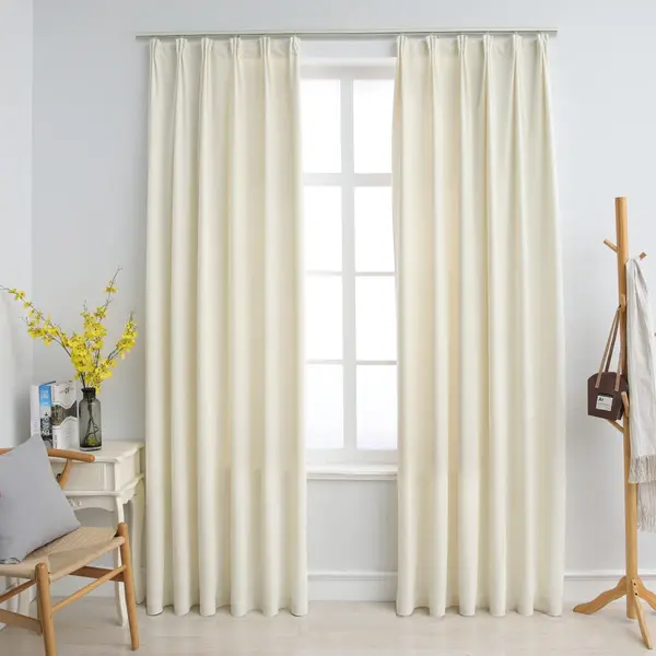 Gossi draperii opace, 2 buc., crem, 140x245 cm, catifea, cu carlige