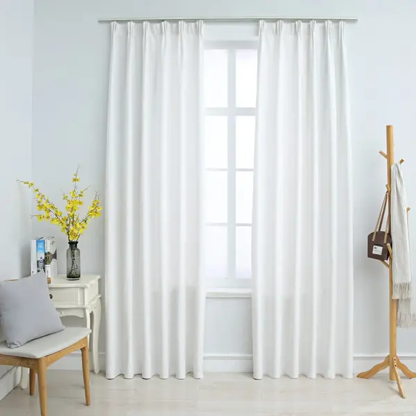 Gossi draperii opace cu carlige, 2 buc., alb ivoriu, 140 x 175 cm