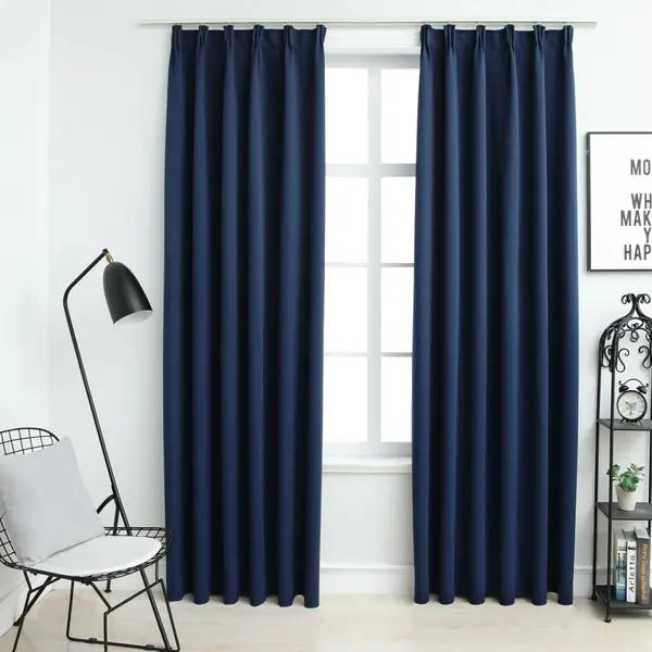 Gossi draperii opace cu carlige, 2 buc., albastru, 140 x 245 cm