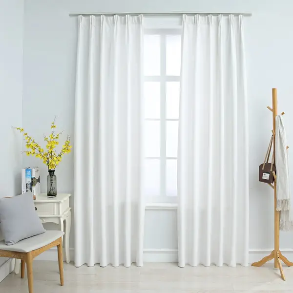 Gossi draperii opace cu carlige, 2 buc., ivoriu, 140 x 245 cm