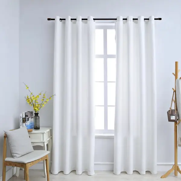 Gossi draperii opace cu inele metalice, 2 buc., alb, 140 x 175 cm
