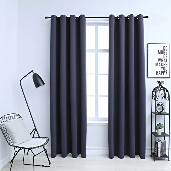 Gossi draperii opace cu inele metalice 2 buc., antracit, 140 x 245 cm