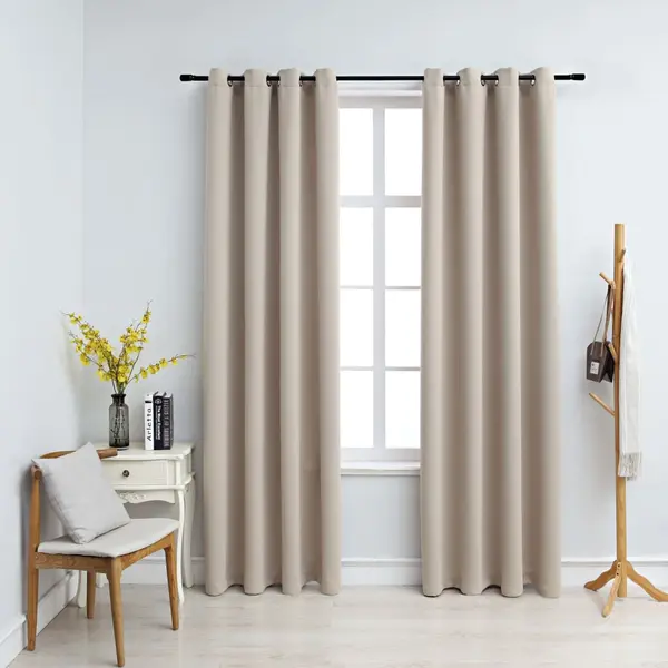 Gossi draperii opace cu inele metalice, 2 buc., bej, 140 x 175 cm