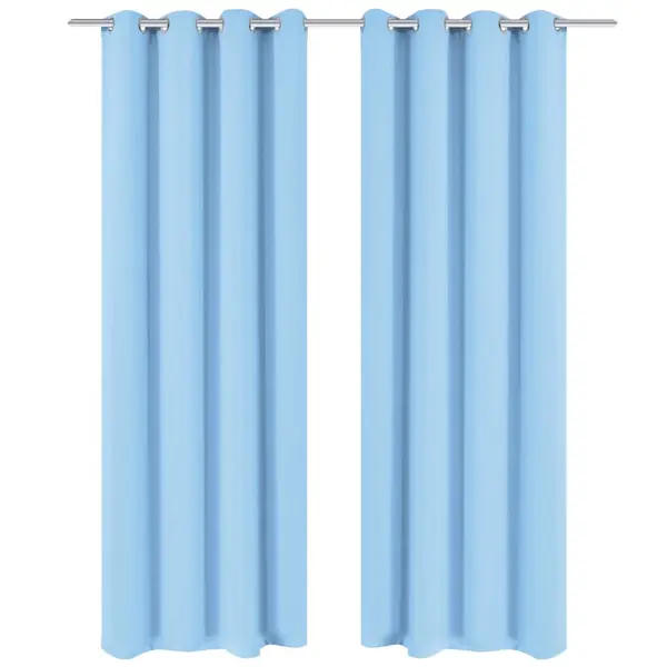 Gossi draperii opace cu ocheti metalici, 2 buc, 135 x 175 cm, turcoaz