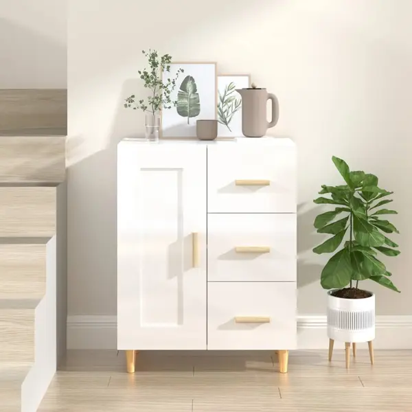Gossi dulap, alb extralucios, 69,5x34x90 cm, lemn compozit