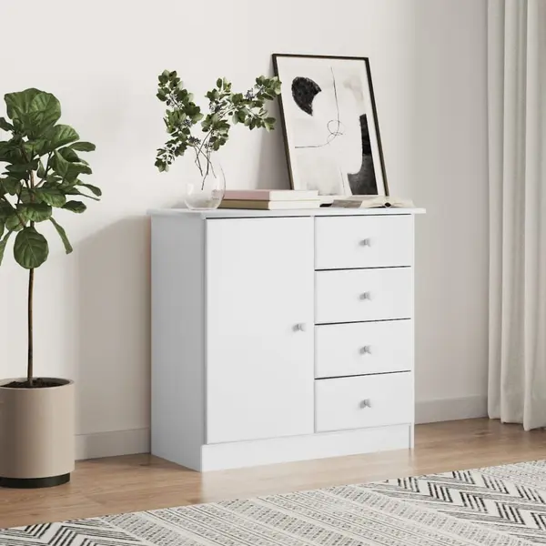 Gossi dulap alta, alb, 77x35x73 cm, lemn masiv de pin