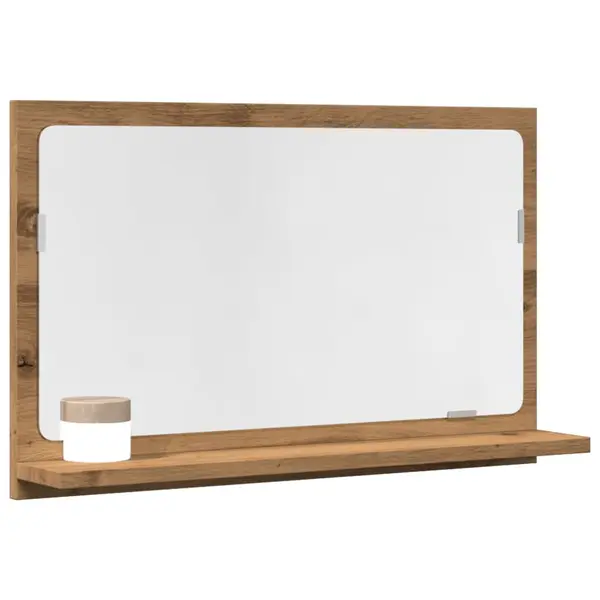 Gossi dulap baie cu oglinda stejar artizanal 60x11x37 cm, lemn
