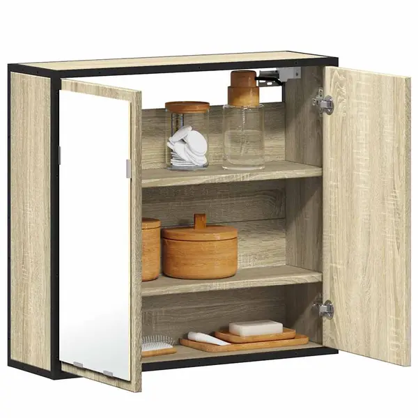Gossi dulap baie cu oglinda stejar sonoma 65x20x60 cm lemn compozit