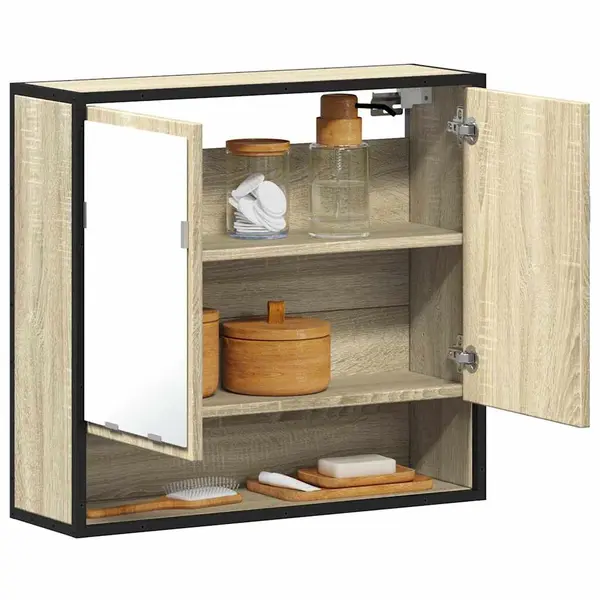 Gossi dulap baie cu oglinda stejar sonoma 65x20x60 cm lemn compozit