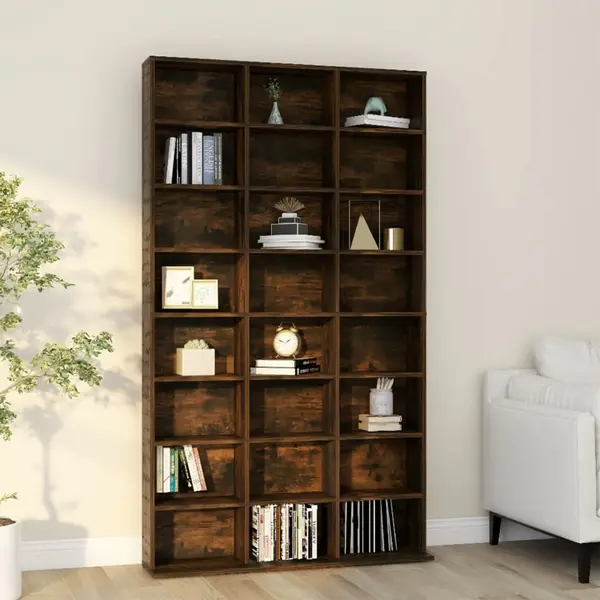 Gossi dulap cd-uri, stejar fumuriu, 102x23x177,5 cm, lemn prelucrat