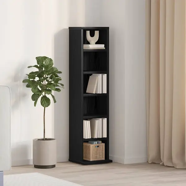 Gossi dulap cd-uri stejar negru 21x20x88 cm lemn prelucrat