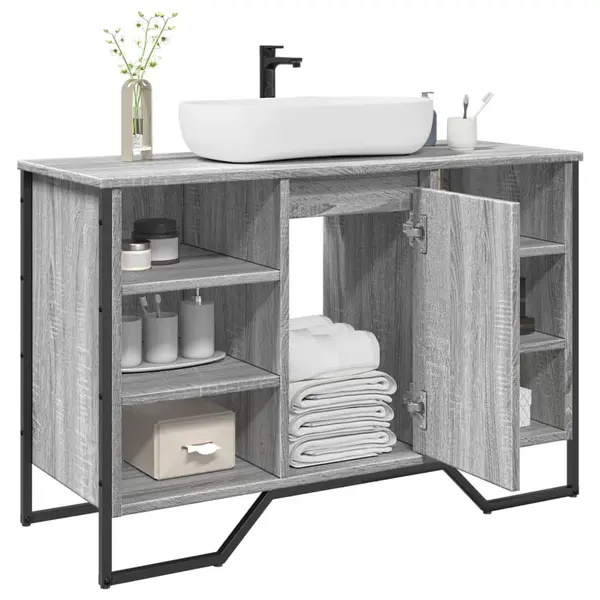 Gossi dulap chiuveta baie, gri sonoma, 91x35x60 cm, lemn prelucrat