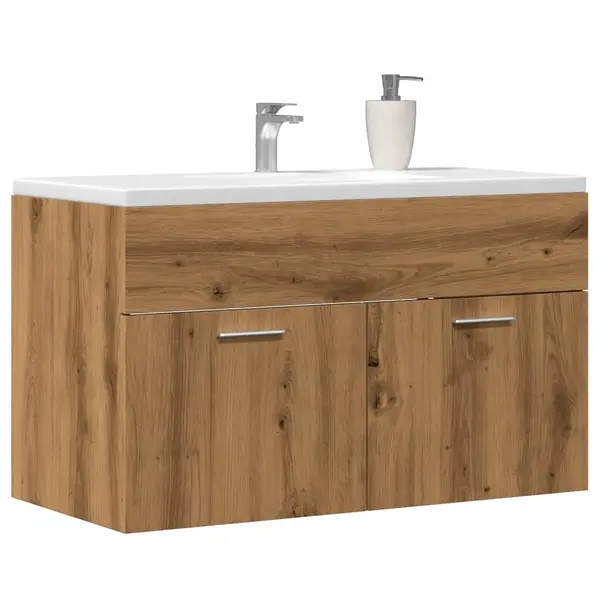 Gossi dulap chiuveta baie, stejar artizanal 90x38,5x46 cm lemn