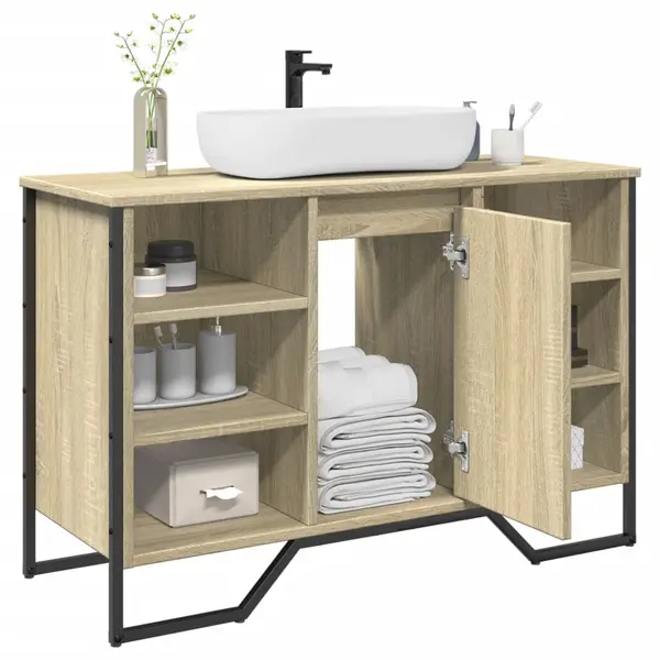 Gossi dulap chiuveta baie, stejar sonoma, 91x35x60 cm, lemn prelucrat