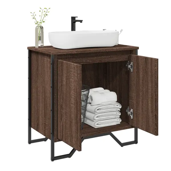 Gossi dulap chiuveta de baie, stejar maro, 60x35x60 cm lemn prelucrat