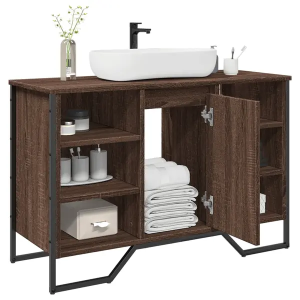 Gossi dulap chiuveta de baie, stejar maro, 91x35x60 cm lemn prelucrat
