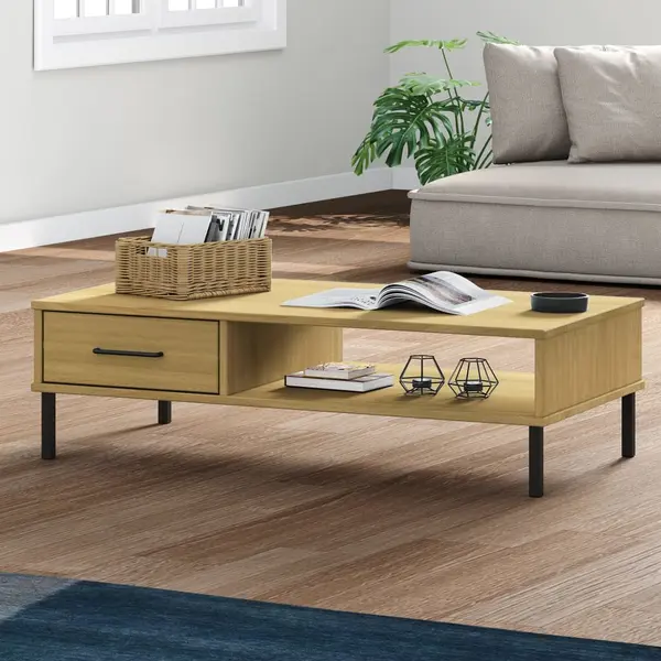 Gossi dulap consola cu picioare metalice „oslo”, maro, lemn masiv pin