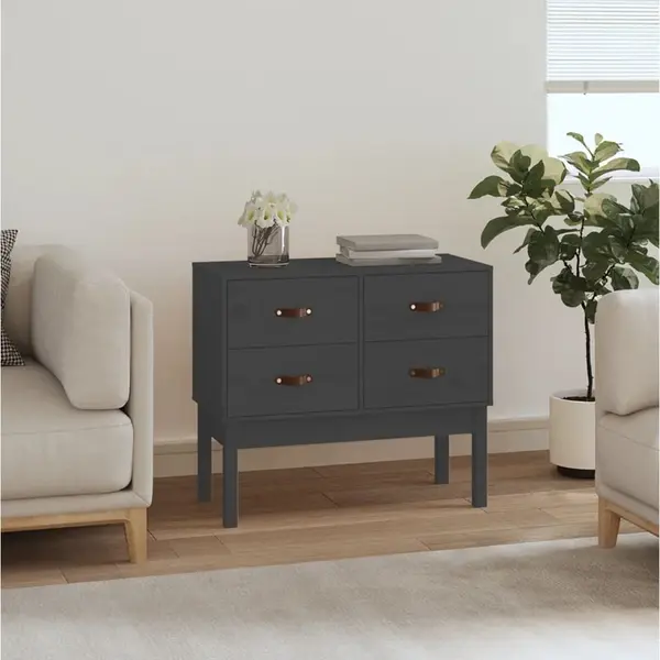 Gossi dulap consola, gri, 90x40x78 cm, lemn masiv de pin