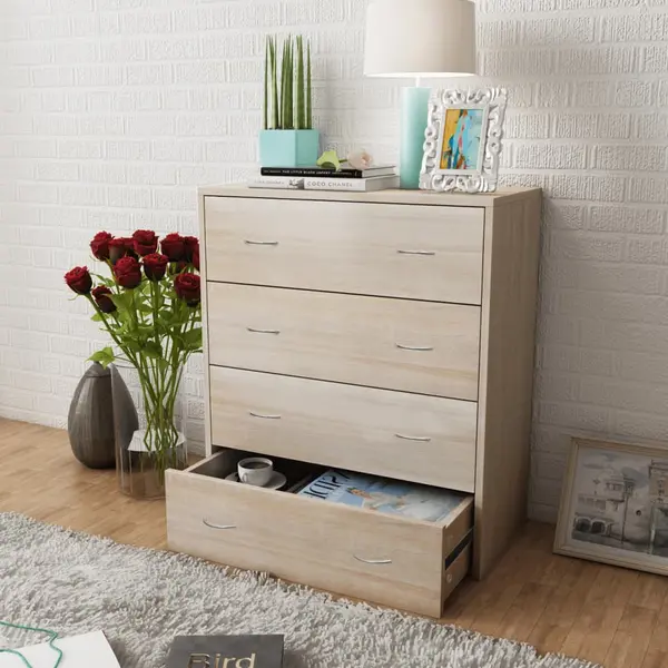 Gossi dulap cu 4 sertare, 60x30,5x71 cm, culoare stejar