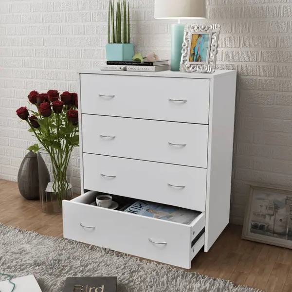 Gossi dulap cu 4 sertare, alb, 60x30,5x71 cm