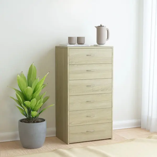 Gossi dulap cu 6 sertare, stejar sonoma, 50x34x96 cm, lemn prelucrat