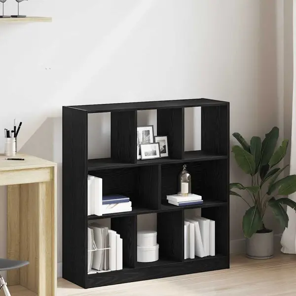 Gossi dulap cu carti stejar negru 97,5x29,5x100 cm lemn prelucrat