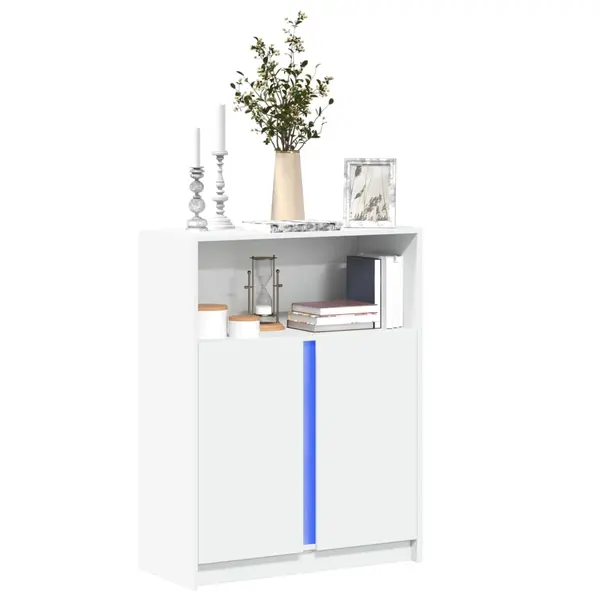 Gossi dulap cu led, alb, 77x34x100 cm, lemn prelucrat