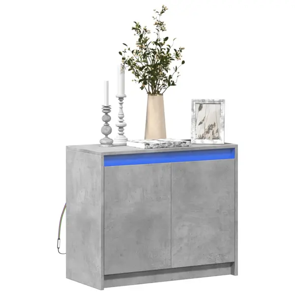 Gossi dulap cu led, gri beton, 72x34x61 cm, lemn prelucrat