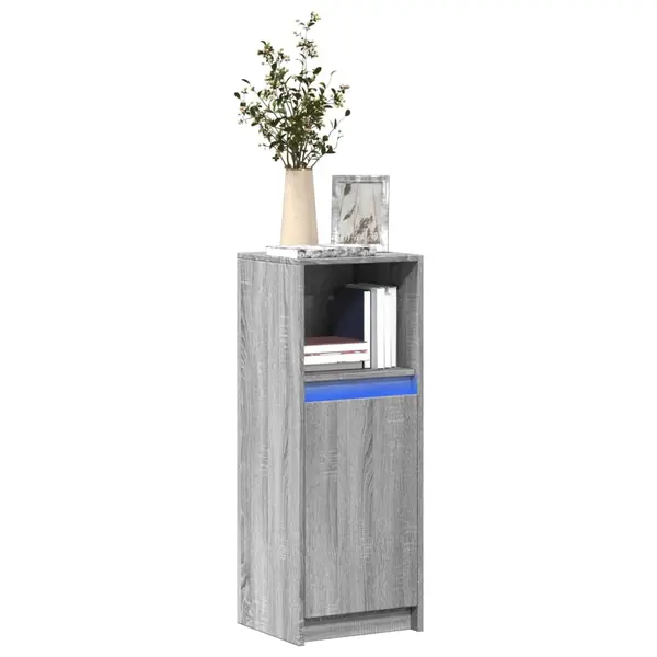 Gossi dulap cu led, gri sonoma, 38x34x100 cm, lemn prelucrat
