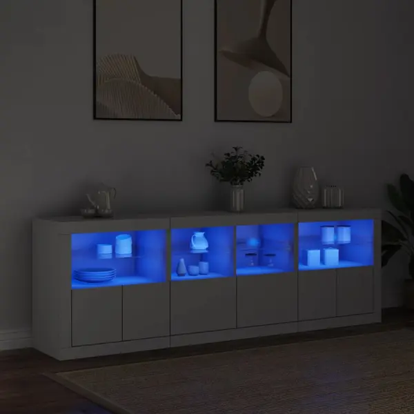 Gossi dulap cu lumini led, alb, 202x37x67 cm