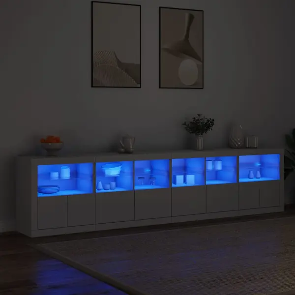 Gossi dulap cu lumini led, alb, 283x37x67 cm