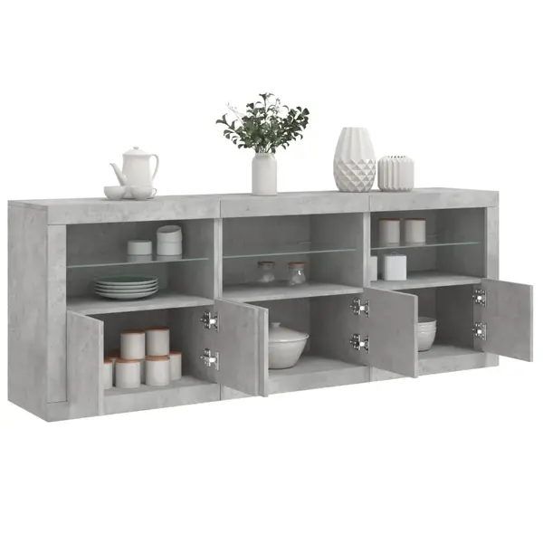 Gossi dulap cu lumini led, gri beton, 181,5x37x67 cm