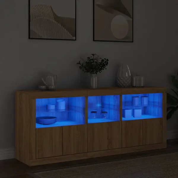 Gossi dulap cu lumini led, stejar sonoma, 162x37x67 cm
