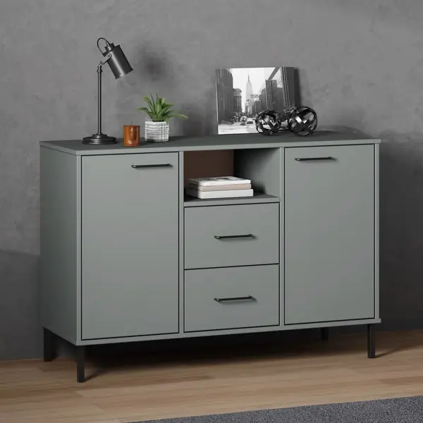Gossi dulap cu picioare metalice „oslo” gri 113x40x77 cm lemn