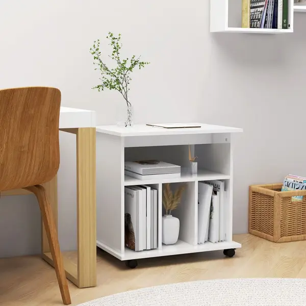 Gossi dulap cu roti, alb extralucios, 60x45x60 cm, pal