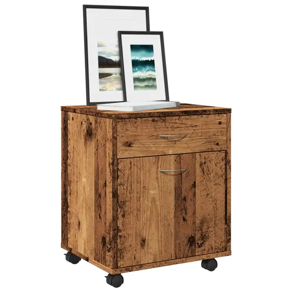 Gossi dulap cu roti, lemn vechi, 45x38x54 cm, lemn prelucrat
