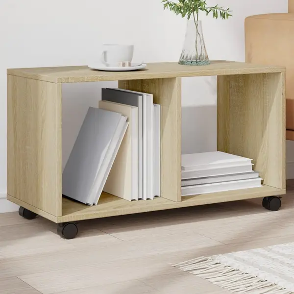 Gossi dulap cu roti, stejar sonoma, 72x33x42,5 cm, lemn prelucrat
