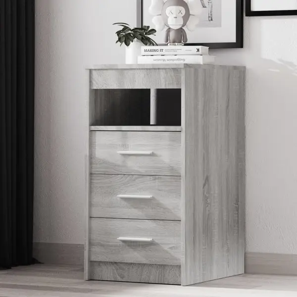 Gossi dulap cu sertar, sonoma gri, 40x50x76 cm, lemn prelucrat