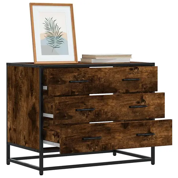 Gossi dulap cu sertar, stejar fumuriu,70x41x56 cm, lemn prelucrat