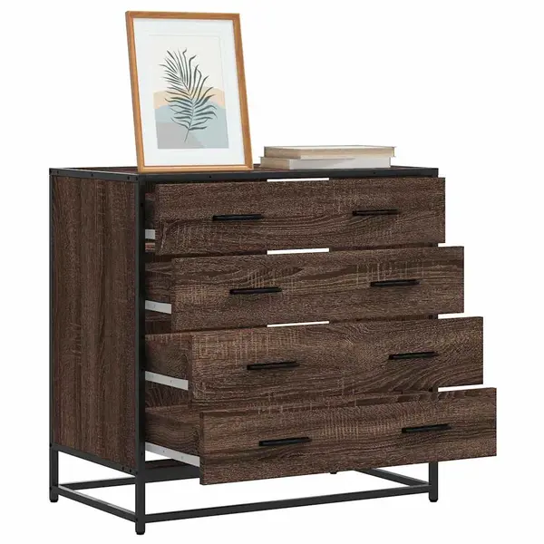 Gossi dulap cu sertar, stejar maro, 70x41x70 cm, lemn prelucrat