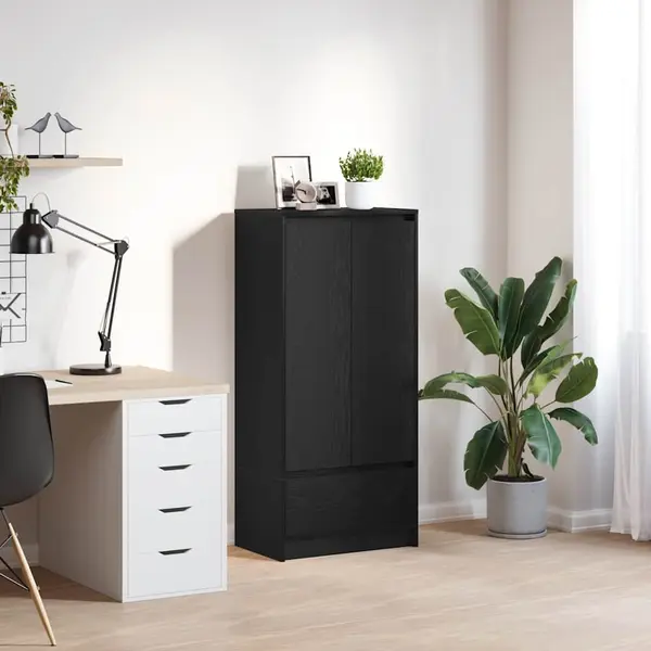 Gossi dulap cu sertar stejar negru 55,5x34x119,5 cm lemn prelucrat