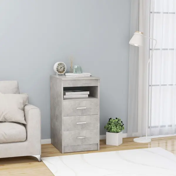 Gossi dulap cu sertare, gri beton, 40x50x76 cm, lemn compozit