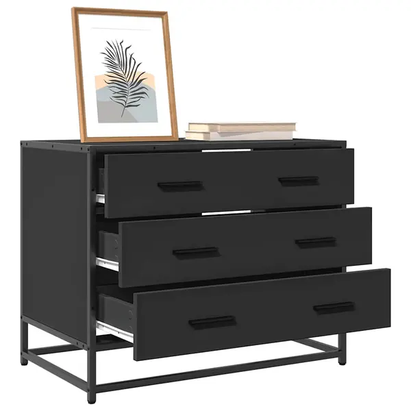 Gossi dulap cu sertare, negru, 70x41x56 cm, lemn compozit