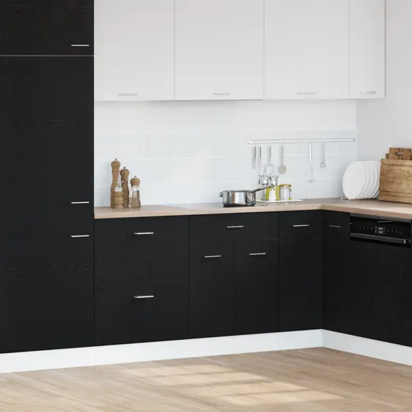 Gossi dulap cu sertare negru din stejar - 60x46x81.5 cm fabricat din lemn prelucrat