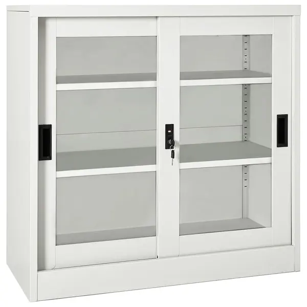 Gossi dulap cu usa glisanta, gri deschis, 90x40x90 cm, otel