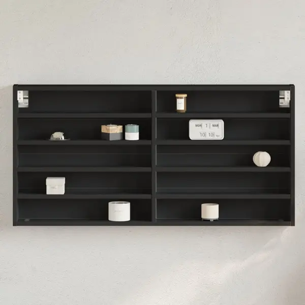 Gossi dulap cu vitrina, negru, 100x8,5x58 cm, lemn prelucrat